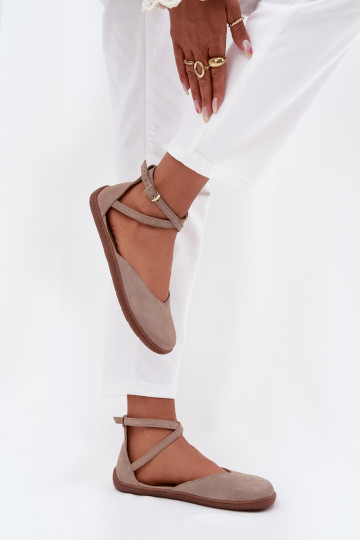 Zomšinės balerinos Moteriškas Barefoot su juostelėmis Zazoo 191 pilkos spalvos