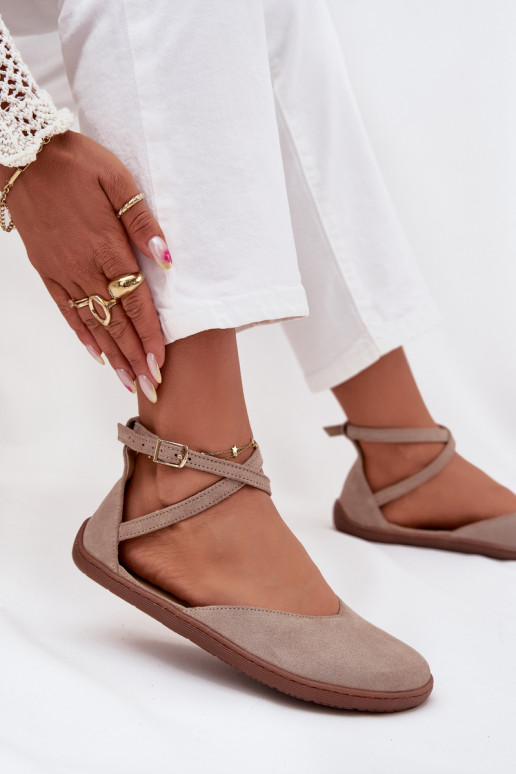 Zomšinės balerinos Moteriškas Barefoot su juostelėmis Zazoo 191 pilkos spalvos Zomšinės balerinos Moteriškas Barefoot su juostelėmis Zazoo 191 pilkos spalvos