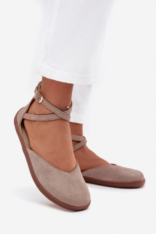 Zomšinės balerinos Moteriškas Barefoot su juostelėmis Zazoo 191 pilkos spalvos Zomšinės balerinos Moteriškas Barefoot su juostelėmis Zazoo 191 pilkos spalvos