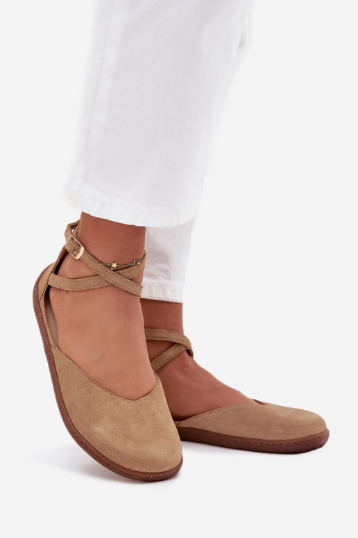 Zomšinės balerinos Moteriškas Barefoot su juostelėmis Zazoo 191 smėlio spalvos Zomšinės balerinos Moteriškas Barefoot su juostelėmis Zazoo 191 smėlio spalvos