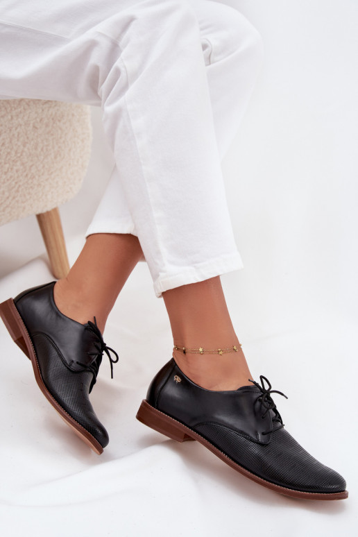 Oda batai Moteriškas Elegantiško stiliaus su raišteliais Zazoo 4238 juodos spalvos Oda batai Moteriškas Elegantiško stiliaus su raišteliais Zazoo 4238 juodos spalvos