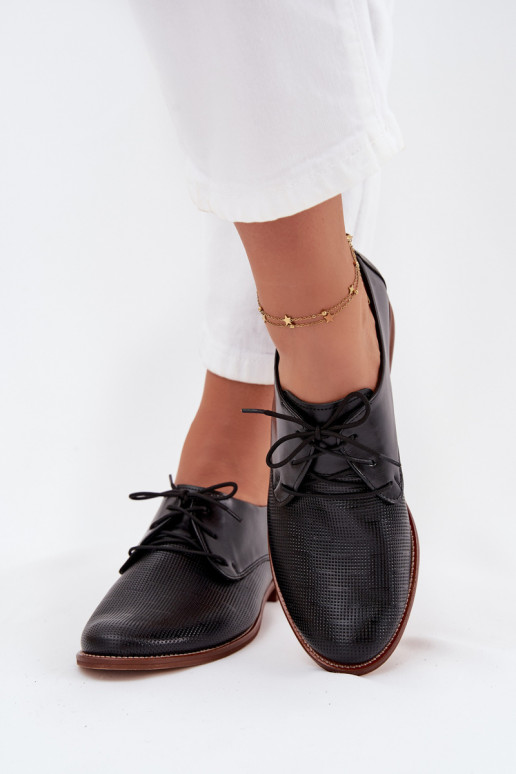 Oda batai Moteriškas Elegantiško stiliaus su raišteliais Zazoo 4238 juodos spalvos Oda batai Moteriškas Elegantiško stiliaus su raišteliais Zazoo 4238 juodos spalvos