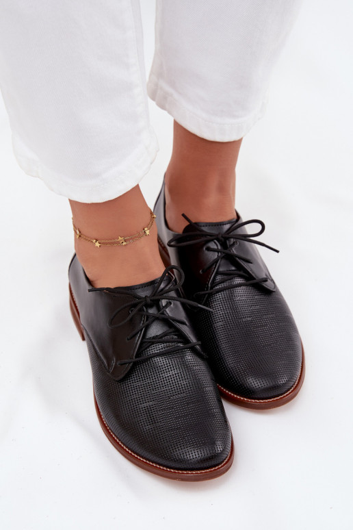 Oda batai Moteriškas Elegantiško stiliaus su raišteliais Zazoo 4238 juodos spalvos Oda batai Moteriškas Elegantiško stiliaus su raišteliais Zazoo 4238 juodos spalvos