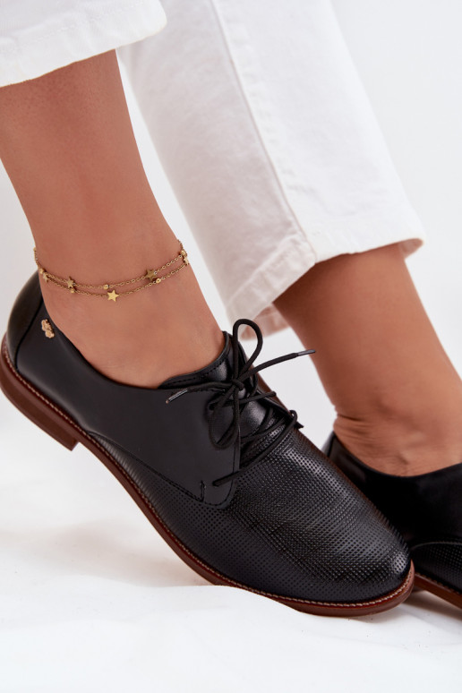 Oda batai Moteriškas Elegantiško stiliaus su raišteliais Zazoo 4238 juodos spalvos Oda batai Moteriškas Elegantiško stiliaus su raišteliais Zazoo 4238 juodos spalvos