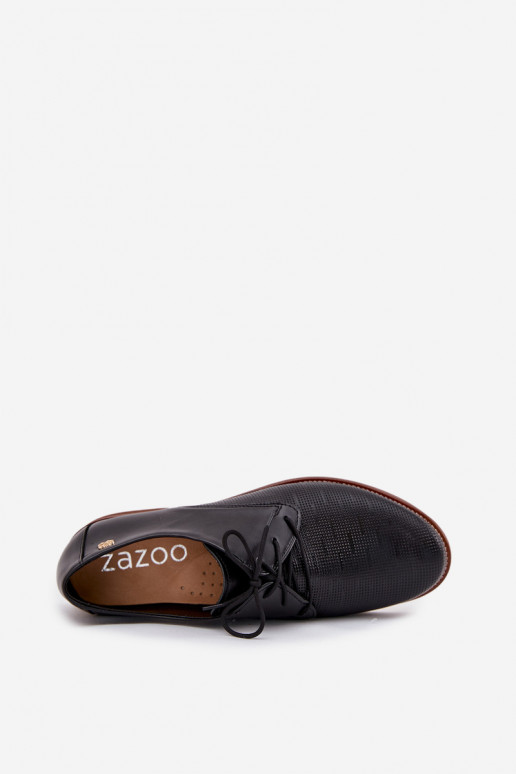 Oda batai Moteriškas Elegantiško stiliaus su raišteliais Zazoo 4238 juodos spalvos Oda batai Moteriškas Elegantiško stiliaus su raišteliais Zazoo 4238 juodos spalvos
