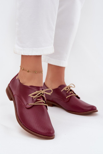 Odiniai moteriški elegantiški batai su raišteliais Zazoo 4238 bordo spalvos 2