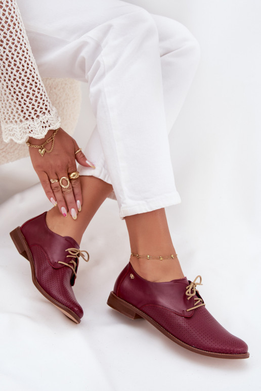 Oda batai Moteriškas Elegantiško stiliaus su raišteliais Zazoo 4238 bordo spalvos Oda batai Moteriškas Elegantiško stiliaus su raišteliais Zazoo 4238 bordo spalvos