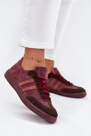 Zazoo N1068 iš zomšos Žemas Sneakers modelio batai Moteriškas bordo spalvos
