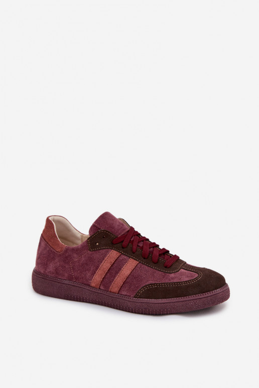 Zazoo N1068 iš zomšos Žemas Sneakers modelio batai Moteriškas bordo spalvos