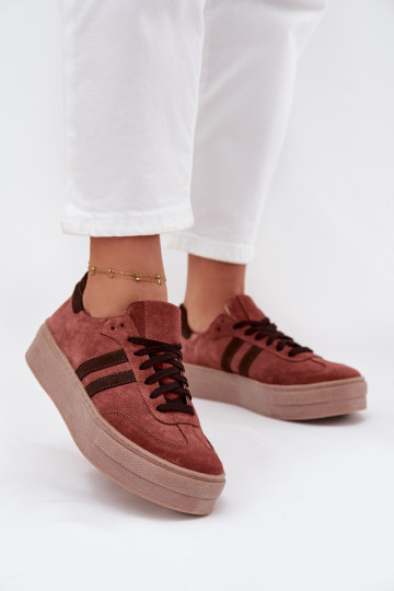 Zazoo N1068S2 Zomšiniai Sneakers modelio batai su platforma rudos spalvos