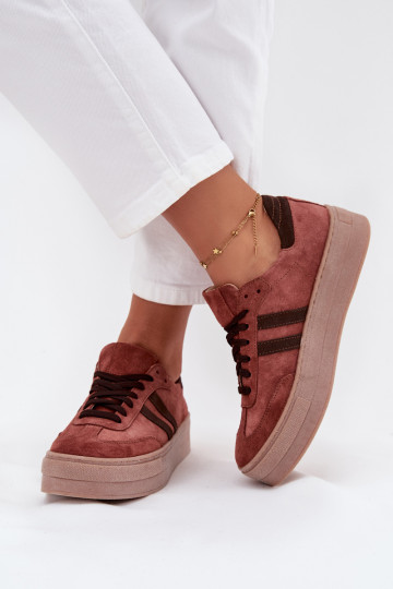 Zazoo N1068S2 Zomšiniai Sneakers modelio batai su platforma rudos spalvos 2