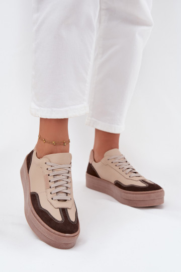 Oda Sneakers modelio batai Moteriškas su platforma Zazoo N1269S2 smėlio spalvos 2