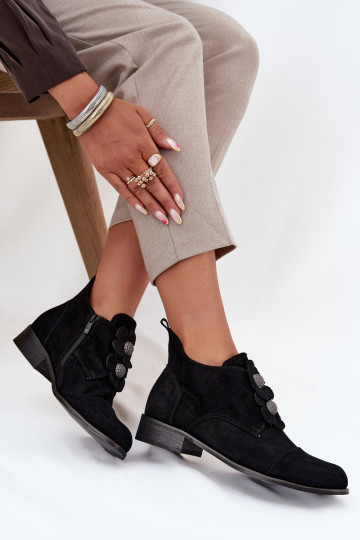 iš zomšos batai Moteriškas Su puošniaisi su gėlių motyvaiskami Zazoo 3080 juodos spalvos