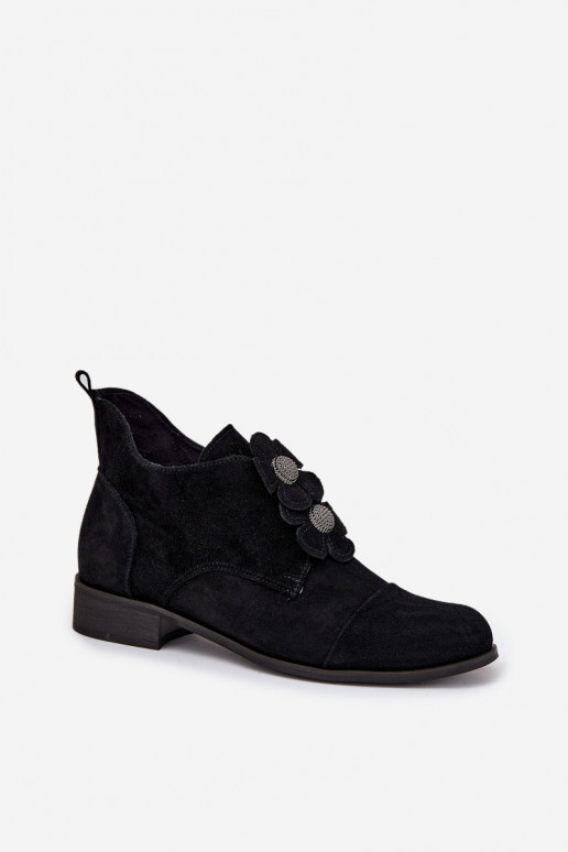 iš zomšos batai Moteriškas Su puošniaisi su gėlių motyvaiskami Zazoo 3080 juodos spalvos iš zomšos batai Moteriškas Su puošniaisi su gėlių motyvaiskami Zazoo 3080 juodos spalvos