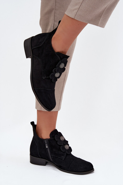 iš zomšos batai Moteriškas Su puošniaisi su gėlių motyvaiskami Zazoo 3080 juodos spalvos iš zomšos batai Moteriškas Su puošniaisi su gėlių motyvaiskami Zazoo 3080 juodos spalvos