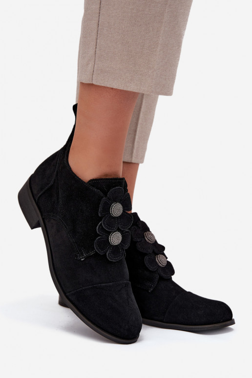 iš zomšos batai Moteriškas Su puošniaisi su gėlių motyvaiskami Zazoo 3080 juodos spalvos iš zomšos batai Moteriškas Su puošniaisi su gėlių motyvaiskami Zazoo 3080 juodos spalvos