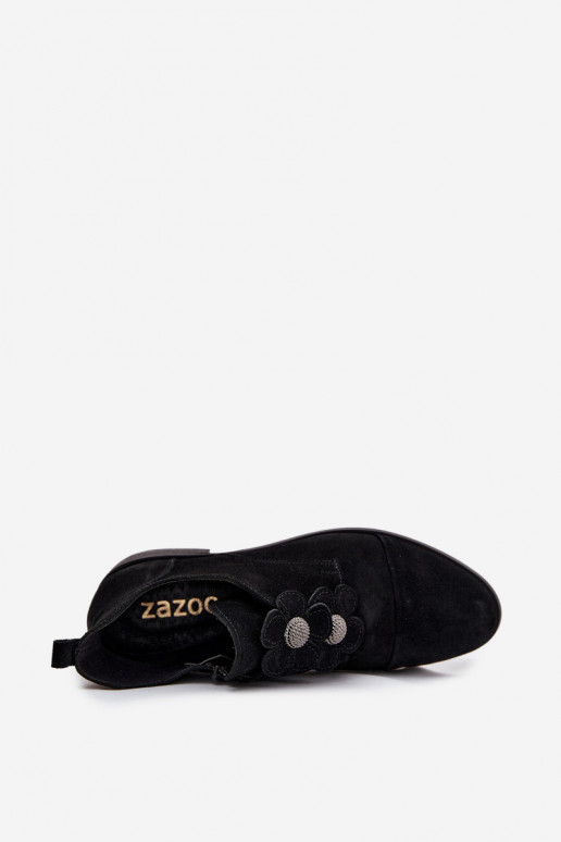 iš zomšos batai Moteriškas Su puošniaisi su gėlių motyvaiskami Zazoo 3080 juodos spalvos iš zomšos batai Moteriškas Su puošniaisi su gėlių motyvaiskami Zazoo 3080 juodos spalvos