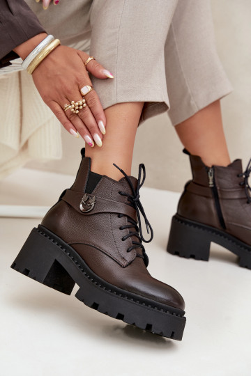 Oda Moteriški aulinukai Klocke su dekoruotais kulnais pašiltinti Zazoo 60557 CzekoladoĮe