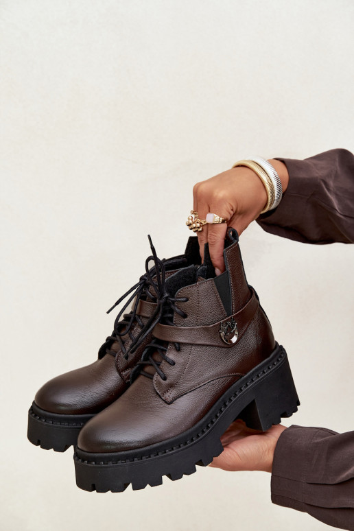 Oda Moteriški aulinukai Klocke su dekoruotais kulnais pašiltinti Zazoo 60557 CzekoladoĮe