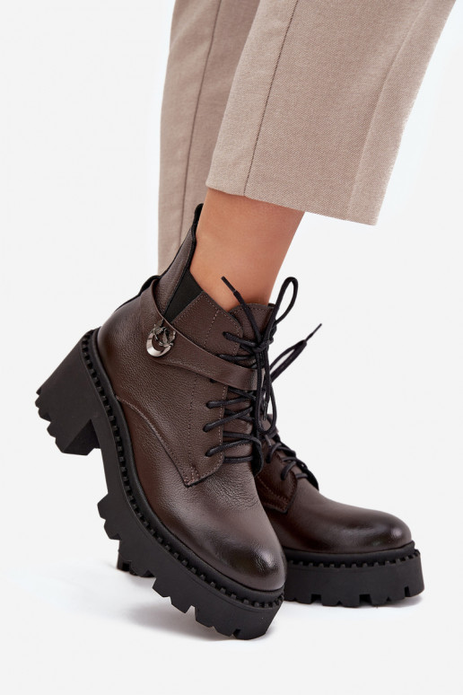 Oda Moteriški aulinukai Klocke su dekoruotais kulnais pašiltinti Zazoo 60557 CzekoladoĮe