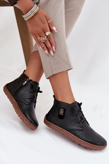 Oda batai Barefoot Moteriškas Su puošniais Detalem Zazoo 30072 juodos spalvos