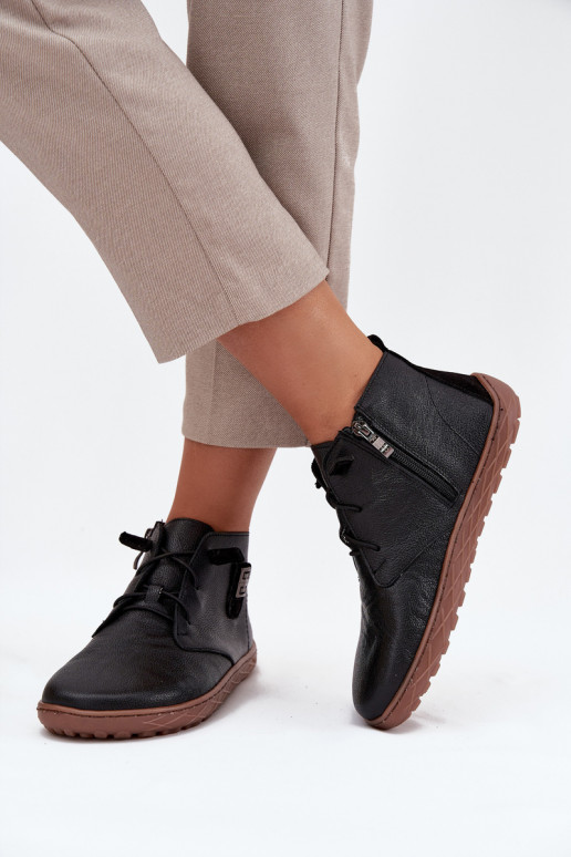 Oda batai Barefoot Moteriškas Su puošniais Detalem Zazoo 30072 juodos spalvos Oda batai Barefoot Moteriškas Su puošniais Detalem Zazoo 30072 juodos spalvos