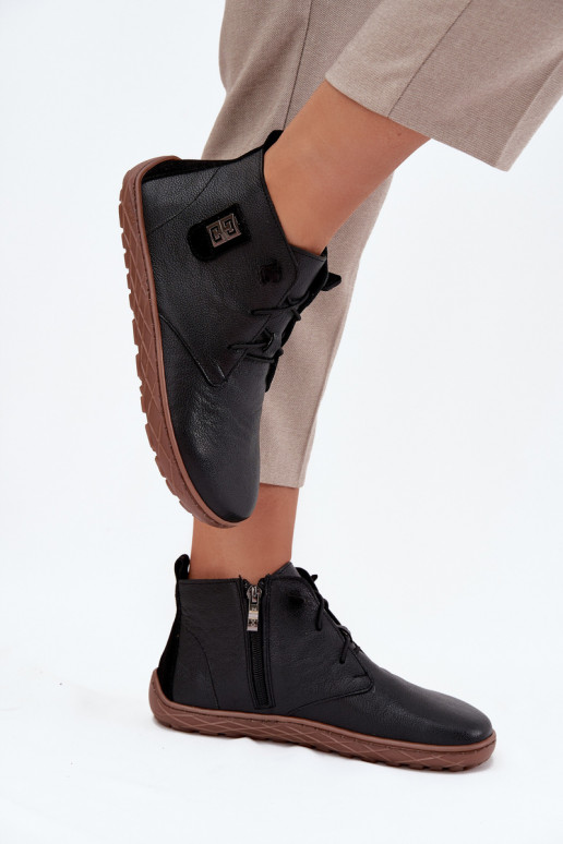 Oda batai Barefoot Moteriškas Su puošniais Detalem Zazoo 30072 juodos spalvos Oda batai Barefoot Moteriškas Su puošniais Detalem Zazoo 30072 juodos spalvos