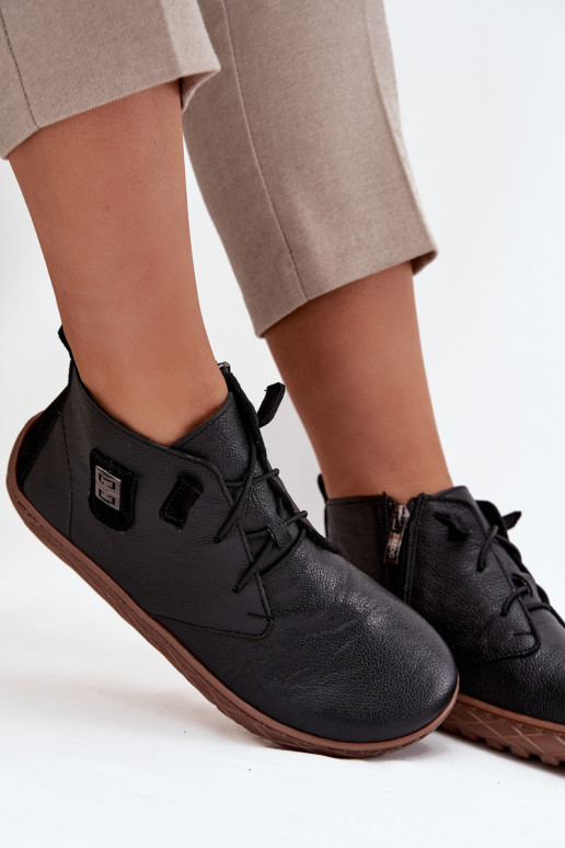 Oda batai Barefoot Moteriškas Su puošniais Detalem Zazoo 30072 juodos spalvos Oda batai Barefoot Moteriškas Su puošniais Detalem Zazoo 30072 juodos spalvos