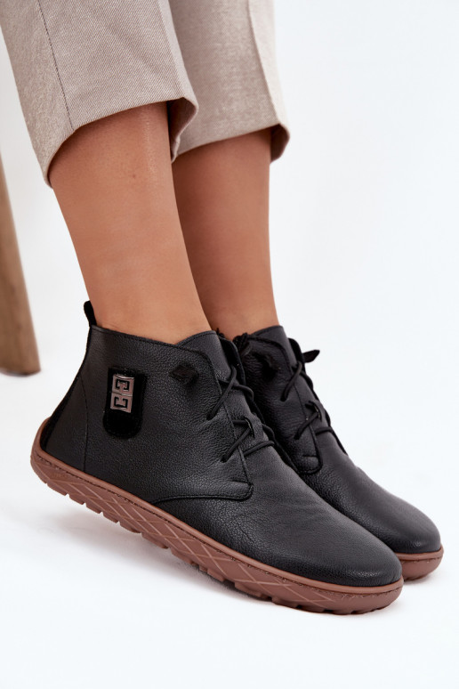 Oda batai Barefoot Moteriškas Su puošniais Detalem Zazoo 30072 juodos spalvos Oda batai Barefoot Moteriškas Su puošniais Detalem Zazoo 30072 juodos spalvos