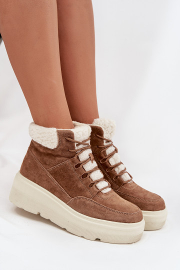 iš zomšos sniego batai Moteriškas su pašiltinimu su platforma Vinceza 95354 rudos spalvos