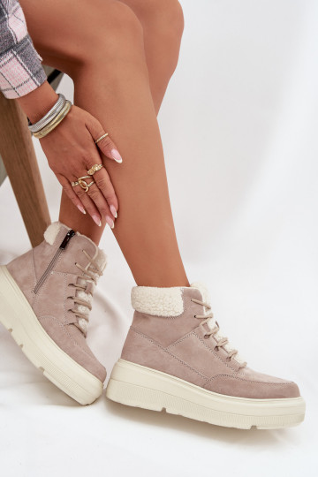 iš zomšos sniego batai Moteriškas su pašiltinimu su platforma Vinceza 95354 smėlio spalvos