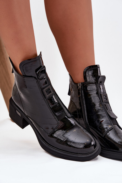 su lako efektu Oda Moteriški aulinukai su įspaudu Klocke juodos spalvos Lorenza