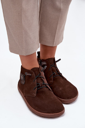 iš zomšos batai Barefoot Moteriškas Su puošniais Detalem Zazoo 30072 CzekoladoĮe