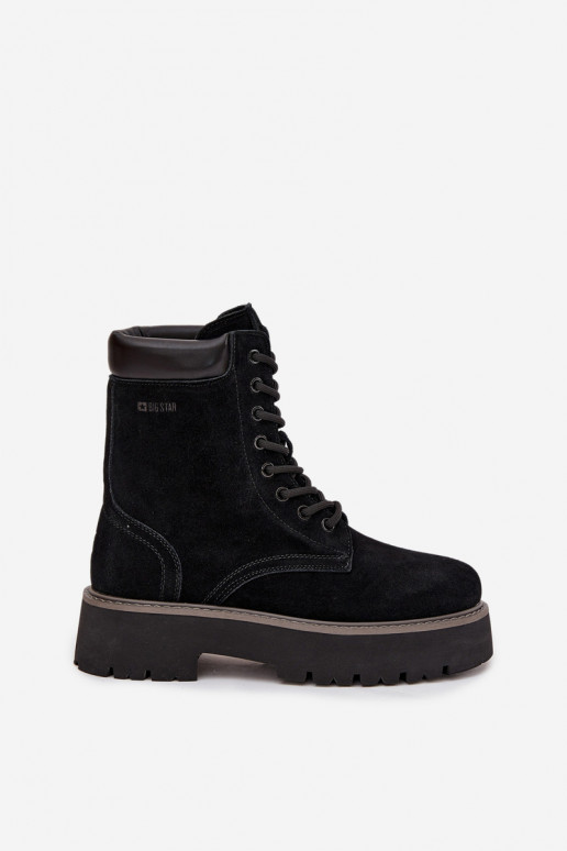 Zomšiniai batai auliniai batai Moteriškas su raišteliais Big Star SS274791 juodos spalvos Zomšiniai batai auliniai batai Moteriškas su raišteliais Big Star SS274791 juodos spalvos