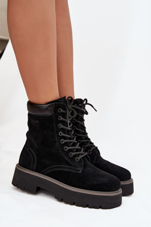 Zomšiniai batai auliniai batai Moteriškas su raišteliais Big Star SS274791 juodos spalvos Zomšiniai batai auliniai batai Moteriškas su raišteliais Big Star SS274791 juodos spalvos