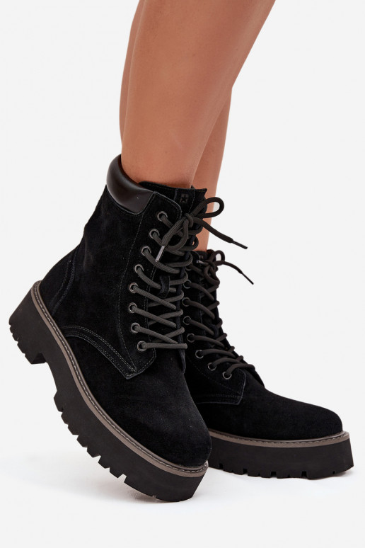 Zomšiniai batai auliniai batai Moteriškas su raišteliais Big Star SS274791 juodos spalvos Zomšiniai batai auliniai batai Moteriškas su raišteliais Big Star SS274791 juodos spalvos