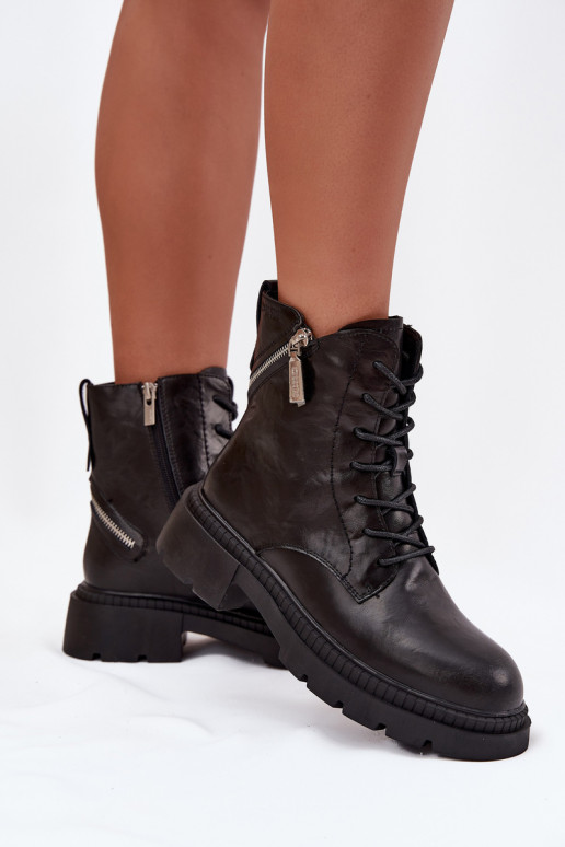 Oda Darbiniai kulkšnies batai Moteriškas pašiltinti Big Star SS274452 juodos spalvos Oda Darbiniai kulkšnies batai Moteriškas pašiltinti Big Star SS274452 juodos spalvos