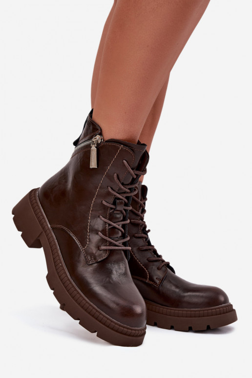 Oda Darbiniai kulkšnies batai Moteriškas pašiltinti Big Star SS274453 rudos spalvos Oda Darbiniai kulkšnies batai Moteriškas pašiltinti Big Star SS274453 rudos spalvos