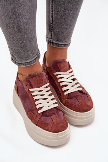 iš zomšos Sneakers modelio batai su platforma Zazoo N1270S3 Violetinės spalvos