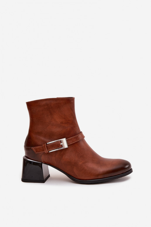 Oda Moteriški aulinukai su kulniukais su sagtimis Zazoo 60562 rudos spalvos