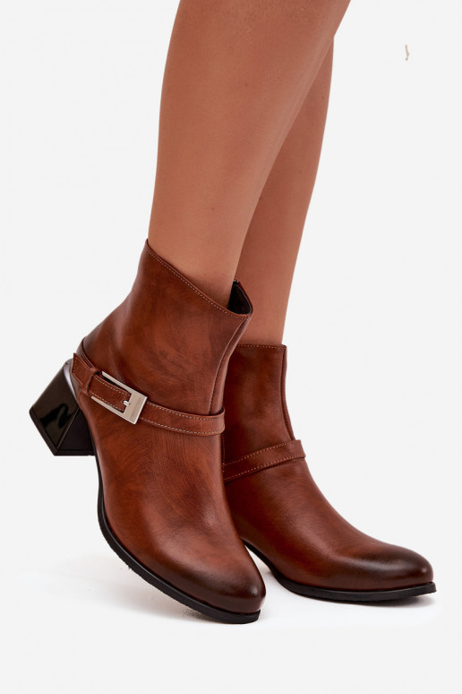 Oda Moteriški aulinukai su kulniukais su sagtimis Zazoo 60562 rudos spalvos