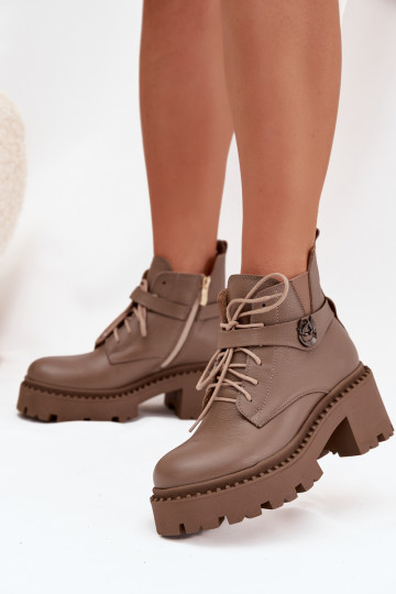 Oda Moteriški aulinukai Klocke su dekoruotais kulnais pašiltinti Zazoo 60557 smėlio spalvos