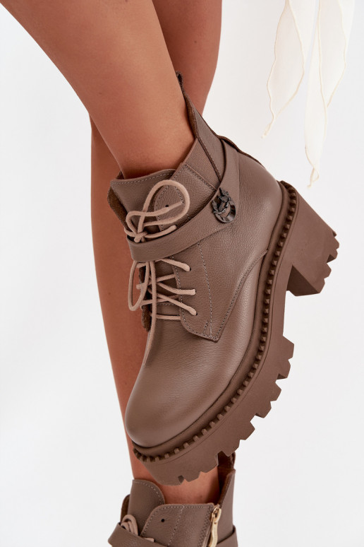 Oda Moteriški aulinukai Klocke su dekoruotais kulnais pašiltinti Zazoo 60557 smėlio spalvos