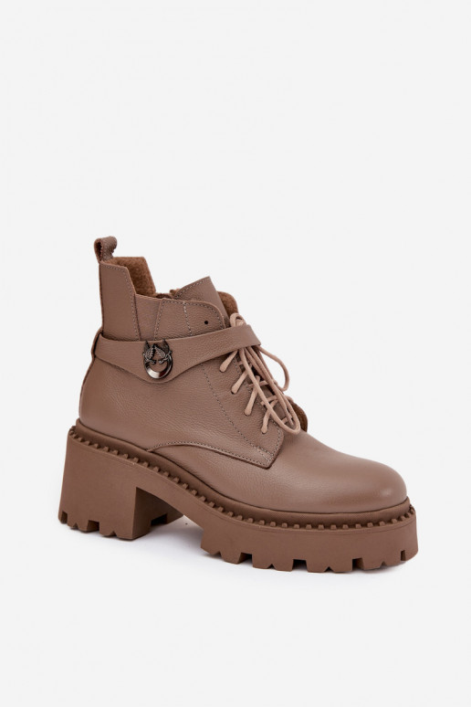 Oda Moteriški aulinukai Klocke su dekoruotais kulnais pašiltinti Zazoo 60557 smėlio spalvos