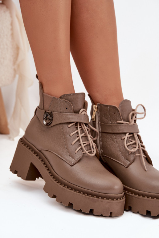 Oda Moteriški aulinukai Klocke su dekoruotais kulnais pašiltinti Zazoo 60557 smėlio spalvos