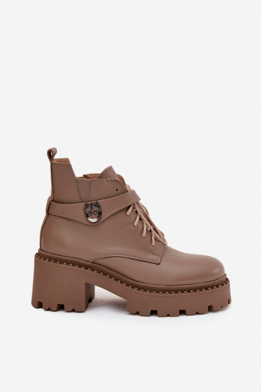 Oda Moteriški aulinukai Klocke su dekoruotais kulnais pašiltinti Zazoo 60557 smėlio spalvos