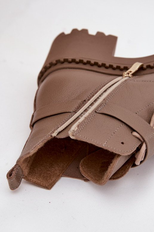 Oda Moteriški aulinukai Klocke su dekoruotais kulnais pašiltinti Zazoo 60557 smėlio spalvos