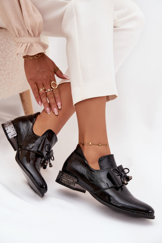 su lako efektu batai Moteriškas Ant žemo kulno su kaspinais Zazoo 1399 juodos spalvos