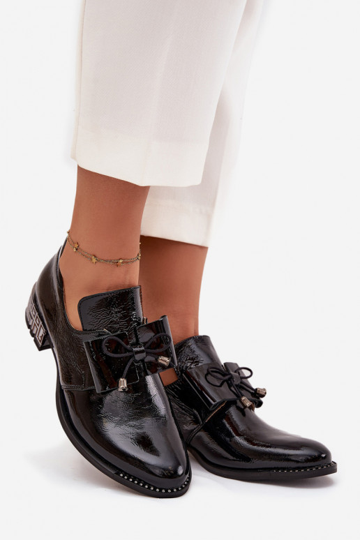 su lako efektu batai Moteriškas Ant žemo kulno su kaspinais Zazoo 1399 juodos spalvos