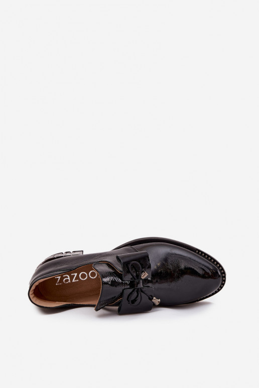 su lako efektu batai Moteriškas Ant žemo kulno su kaspinais Zazoo 1399 juodos spalvos